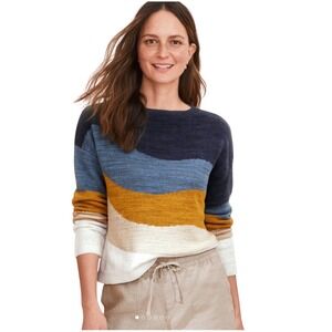 Garnet Hill Sweater, Skyline Linen, Organic-Cotton, wavy  
landscape Size M